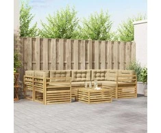 Lauko sofos komplektas 7 pcs Balta ir kreminė Poliesteris