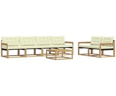 Lauko sofos komplektas 7 pcs Balta ir kreminė 79 x 79 x 37 cm