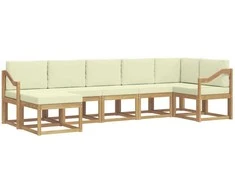Lauko sofos komplektas 7 pcs Balta ir kreminė Poliesteris
