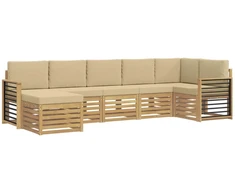Lauko sofos komplektas 7 pcs Balta ir kreminė