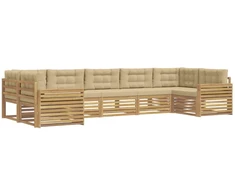 Lauko sofos komplektas 7 pcs Balta ir kreminė