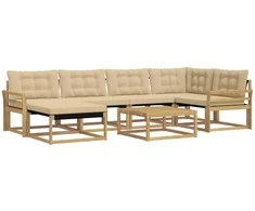 Lauko sofos komplektas 7 pcs Balta ir kreminė 79 x 79 x 37 cm