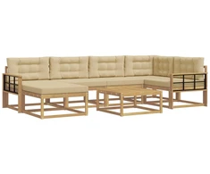Lauko sofos komplektas 7 pcs Balta ir kreminė