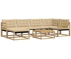 Lauko sofos komplektas 7 pcs Balta ir kreminė 79 x 79 x 37 cm