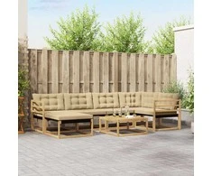 Lauko sofos komplektas 7 pcs Balta ir kreminė 79 x 79 x 37 cm