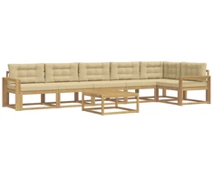 Lauko sofos komplektas 7 pcs Balta ir kreminė 79 x 79 x 37 cm