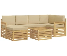 Lauko sofos komplektas 7 pcs Balta ir kreminė 59 x 59 x 37 cm