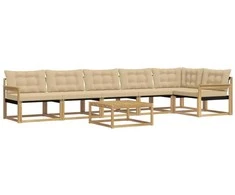 Lauko sofos komplektas 7 pcs Balta ir kreminė 79 x 79 x 37 cm
