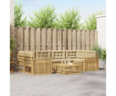 Lauko sofos komplektas 7 pcs Balta ir kreminė