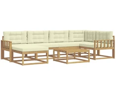 Lauko sofos komplektas 7 pcs Balta ir kreminė