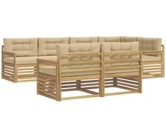 Lauko sofos komplektas 7 pcs Balta ir kreminė Poliesteris