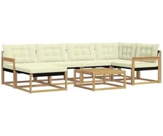 Lauko sofos komplektas 7 pcs Balta ir kreminė 79 x 79 x 37 cm