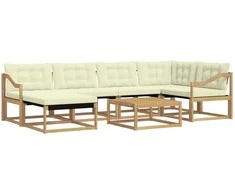 Lauko sofos komplektas 7 pcs Balta ir kreminė 79 x 79 x 37 cm