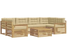 Lauko sofos komplektas 7 pcs Balta ir kreminė Poliesteris