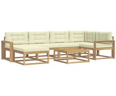 Lauko sofos komplektas 7 pcs Balta ir kreminė