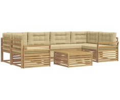 Lauko sofos komplektas 7 pcs Balta ir kreminė