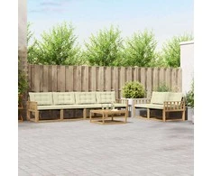 Lauko sofos komplektas 7 pcs Balta ir kreminė 79 x 79 x 37 cm