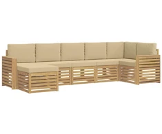 Lauko sofos komplektas 7 pcs Balta ir kreminė