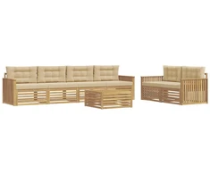 Lauko sofos komplektas 7 pcs Balta ir kreminė