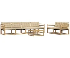 Lauko sofos komplektas 7 pcs Balta ir kreminė 79 x 79 x 37 cm