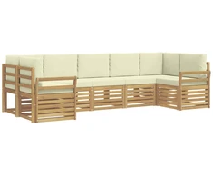 Lauko sofos komplektas 7 pcs Balta ir kreminė