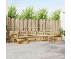 Lauko sofos komplektas 7 pcs Balta ir kreminė Poliesteris