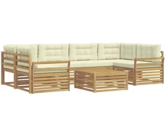 Lauko sofos komplektas 7 pcs Balta ir kreminė