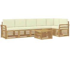 Lauko sofos komplektas 7 pcs Balta ir kreminė 59 x 59 x 37 cm