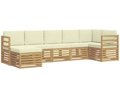 Lauko sofos komplektas 7 pcs Balta ir kreminė