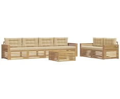 Lauko sofos komplektas 7 pcs Balta ir kreminė