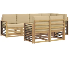 Lauko sofos komplektas 7 pcs Balta ir kreminė