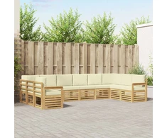 Lauko sofos komplektas 7 pcs Balta ir kreminė