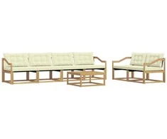Lauko sofos komplektas 7 pcs Balta ir kreminė 79 x 79 x 37 cm