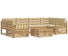 Lauko sofos komplektas 7 pcs Balta ir kreminė Poliesteris