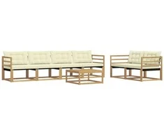 Lauko sofos komplektas 7 pcs Balta ir kreminė 79 x 79 x 37 cm