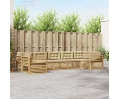 Lauko sofos komplektas 7 pcs Balta ir kreminė Poliesteris