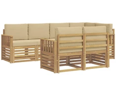 Lauko sofos komplektas 7 pcs Balta ir kreminė