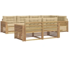 Lauko sofos komplektas 7 pcs Balta ir kreminė
