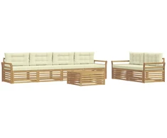 Lauko sofos komplektas 7 pcs Balta ir kreminė
