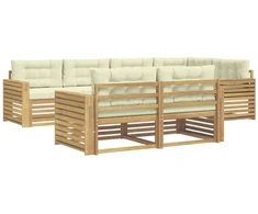 Lauko sofos komplektas 7 pcs Balta ir kreminė