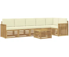 Lauko sofos komplektas 7 pcs Balta ir kreminė 59 x 59 x 37 cm