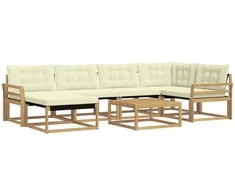 Lauko sofos komplektas 7 pcs Balta ir kreminė 79 x 79 x 37 cm