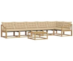 Lauko sofos komplektas 7 pcs Balta ir kreminė 79 x 79 x 37 cm