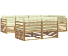 Lauko sofos komplektas 7 pcs Balta ir kreminė Poliesteris