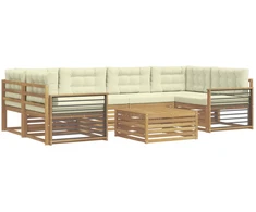 Lauko sofos komplektas 7 pcs Balta ir kreminė Poliesteris