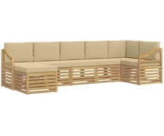 Lauko sofos komplektas 7 pcs Balta ir kreminė