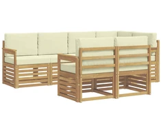 Lauko sofos komplektas 7 pcs Balta ir kreminė