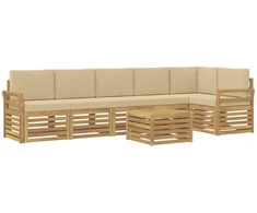 Lauko sofos komplektas 7 pcs Balta ir kreminė 59 x 59 x 37 cm