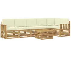 Lauko sofos komplektas 7 pcs Balta ir kreminė 59 x 59 x 37 cm