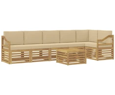 Lauko sofos komplektas 7 pcs Balta ir kreminė 59 x 59 x 37 cm